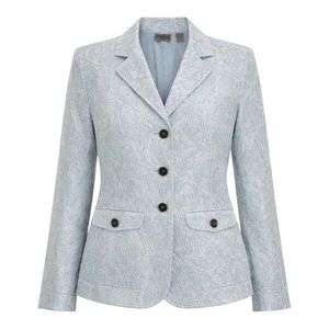 Chicos Light Blue Textured Jacquard Blazer Jacket Size 2 Office Romantic NWT